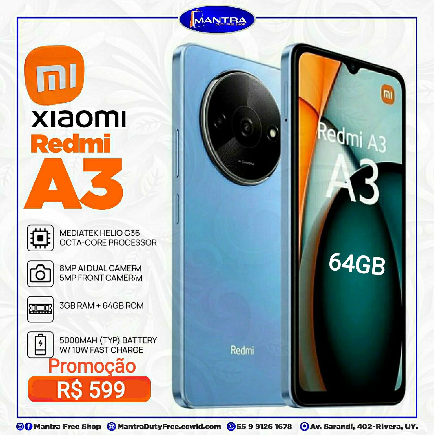 Smartphone Xiaomi Redmi A2 Plus 64GB + 3RAM