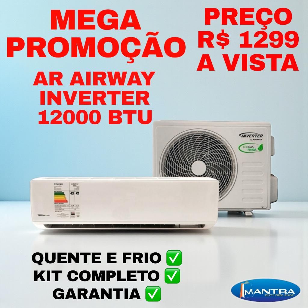 Ar Condicionado Airway 12000 Btus inverter quente e frio com Kit de cobre