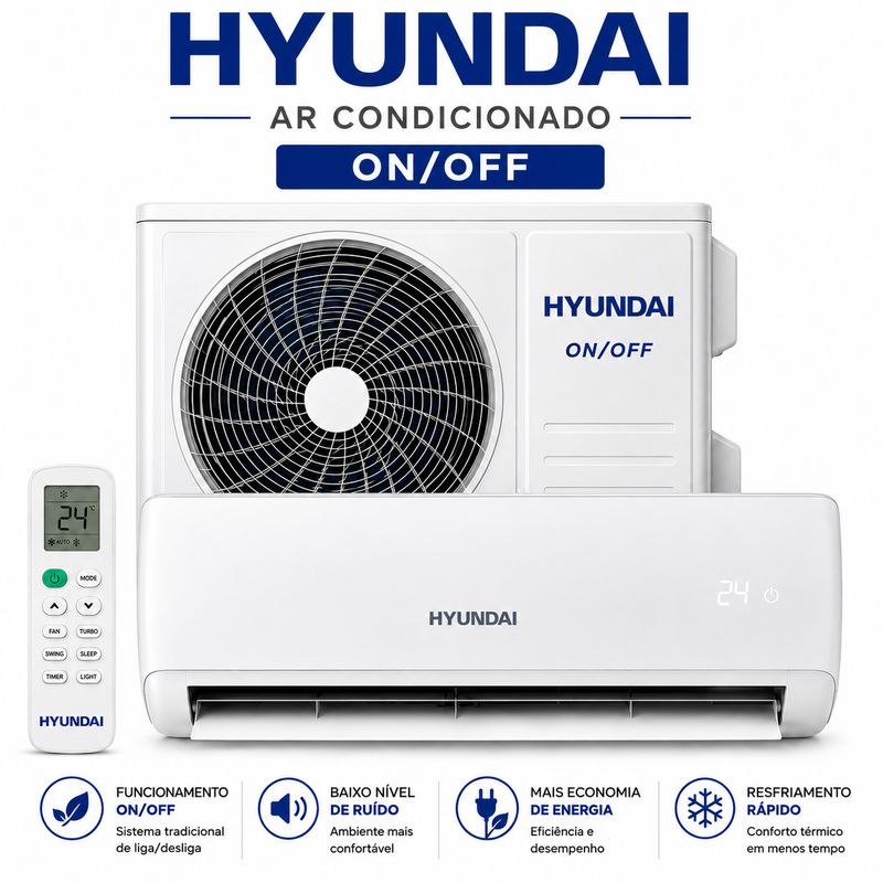Ar Condicionado Hyundai 12000 Btus quente e frio com kit de cobre