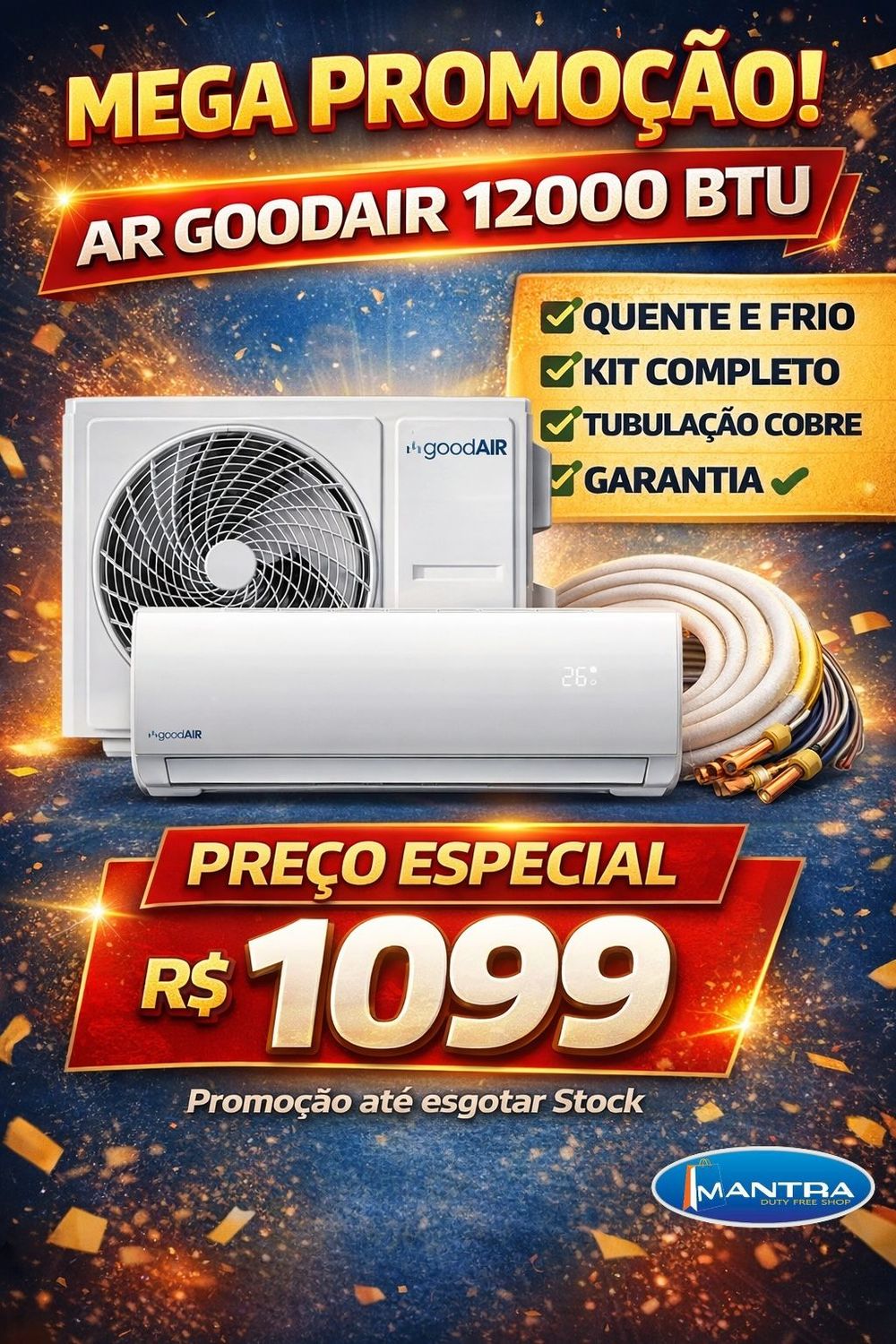 Ar Condicionado Good Air  12000 Btus quente e frio   220V 60hz