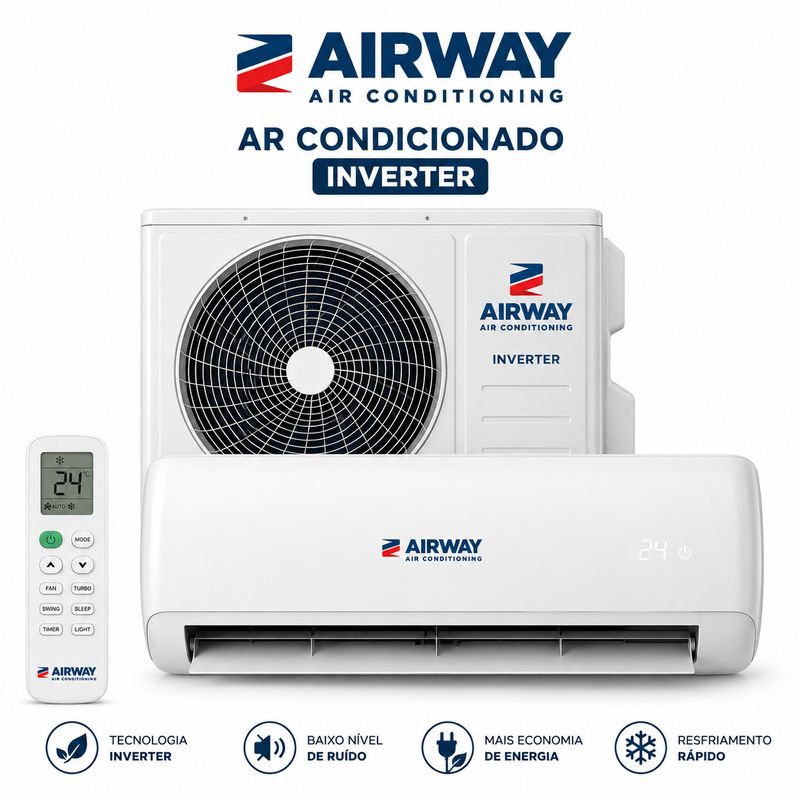 Ar Condicionado Airway 18000 Btus INVERTER  quente e frio com Kit 220V/60hz