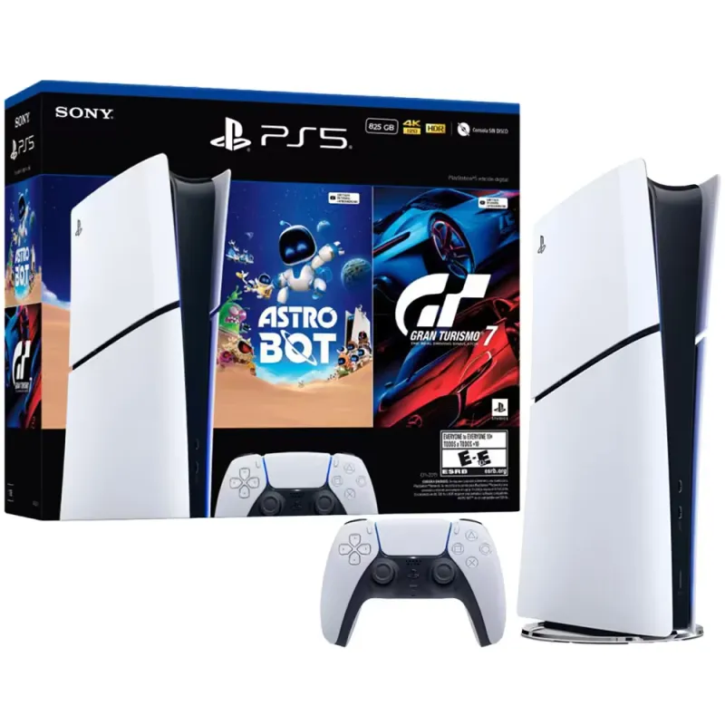 Console Sony Playstation 5 CFI-2115B Astro Bot + Gran Turismo 7 - 825GB - 4K - 1 Controle - Midia Digital - Bivolt - Branco