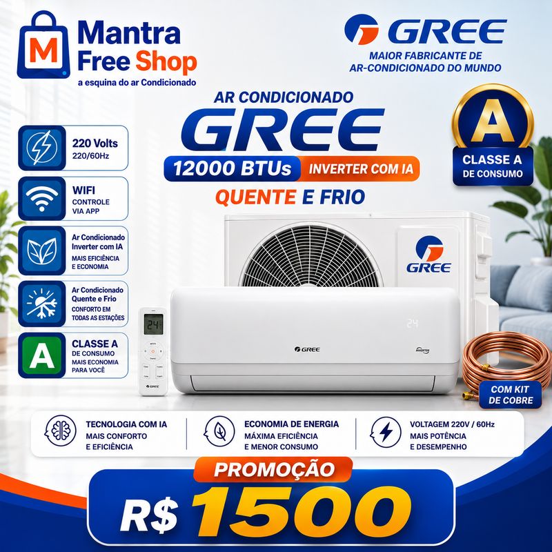 Ar condicionado Gree 12000 BTUs inverter com IA