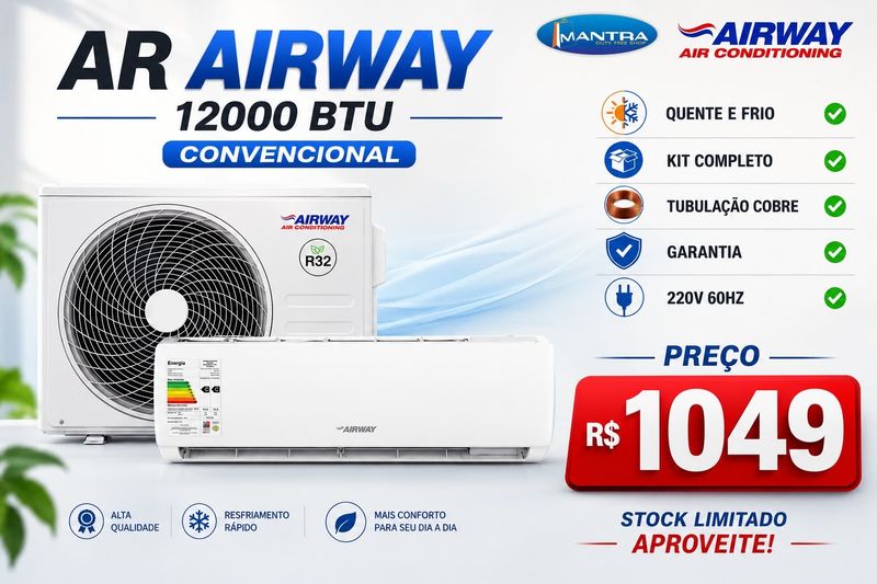 Ar condicionado Airway 12000 BTUs quente e frio