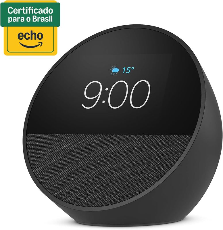 Echo Spot com Alexa (Geração mais recente) | Despertador inteligente com som vibrante | Cor Preta