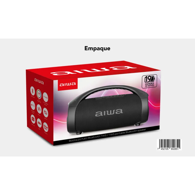 Caixa de som Boombox Aiwa  50w  Aw-s144bt bluetooth