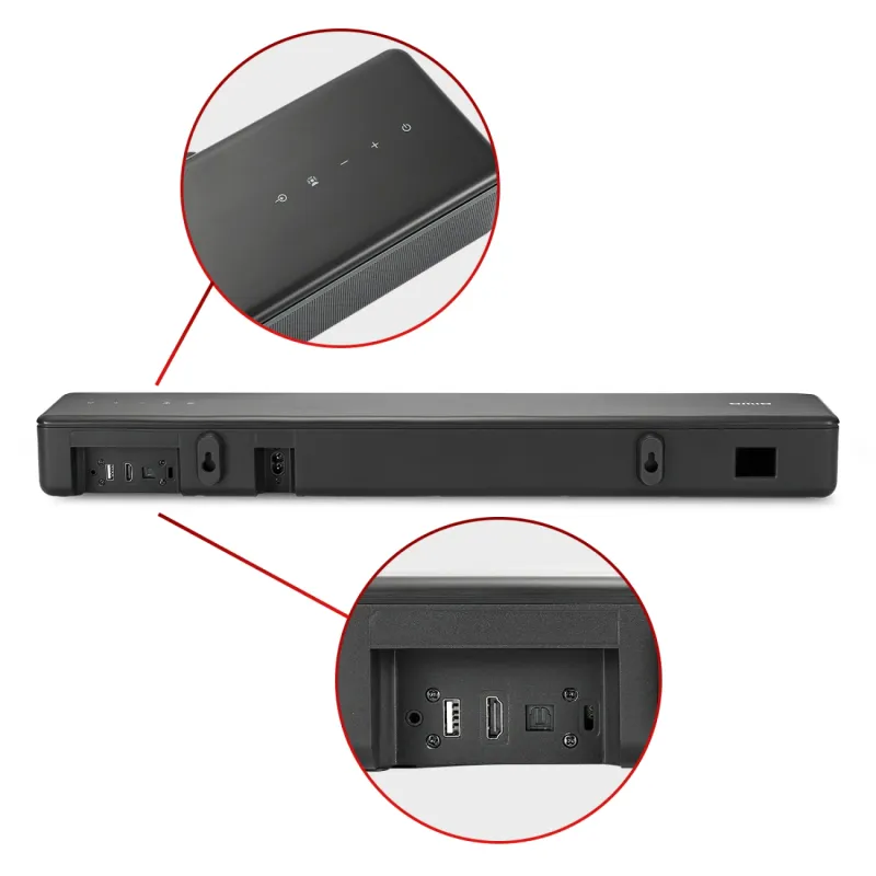 Soundbar Aiwa AWSBSW02 2.1 800 watts P.M.P.O com Bluetooth HDMI USB - Preto