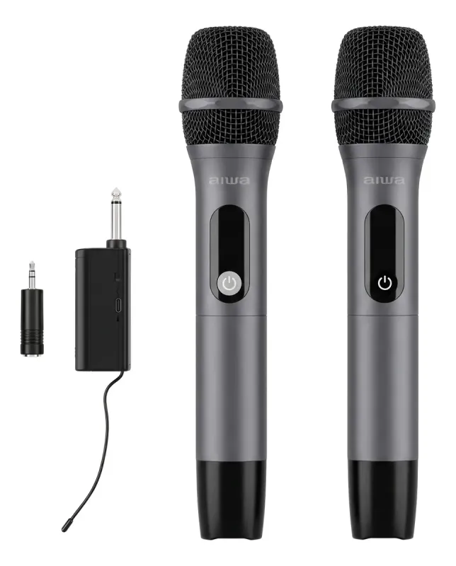 Microfone sem fio Aiwa  duplo UHF Aw-mk108