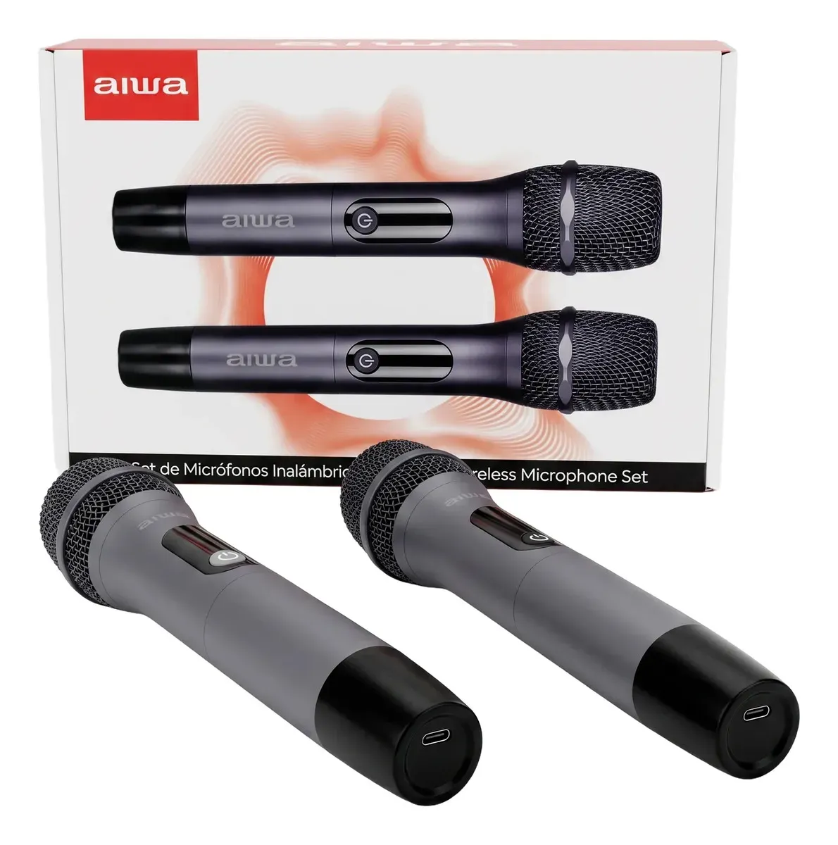 Microfone sem fio Aiwa  duplo UHF Aw-mk108