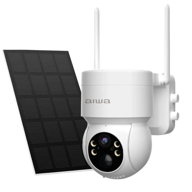 Câmera IP Aiwa AWCTO43 HD com Painel Solar Wi-Fi - Branca