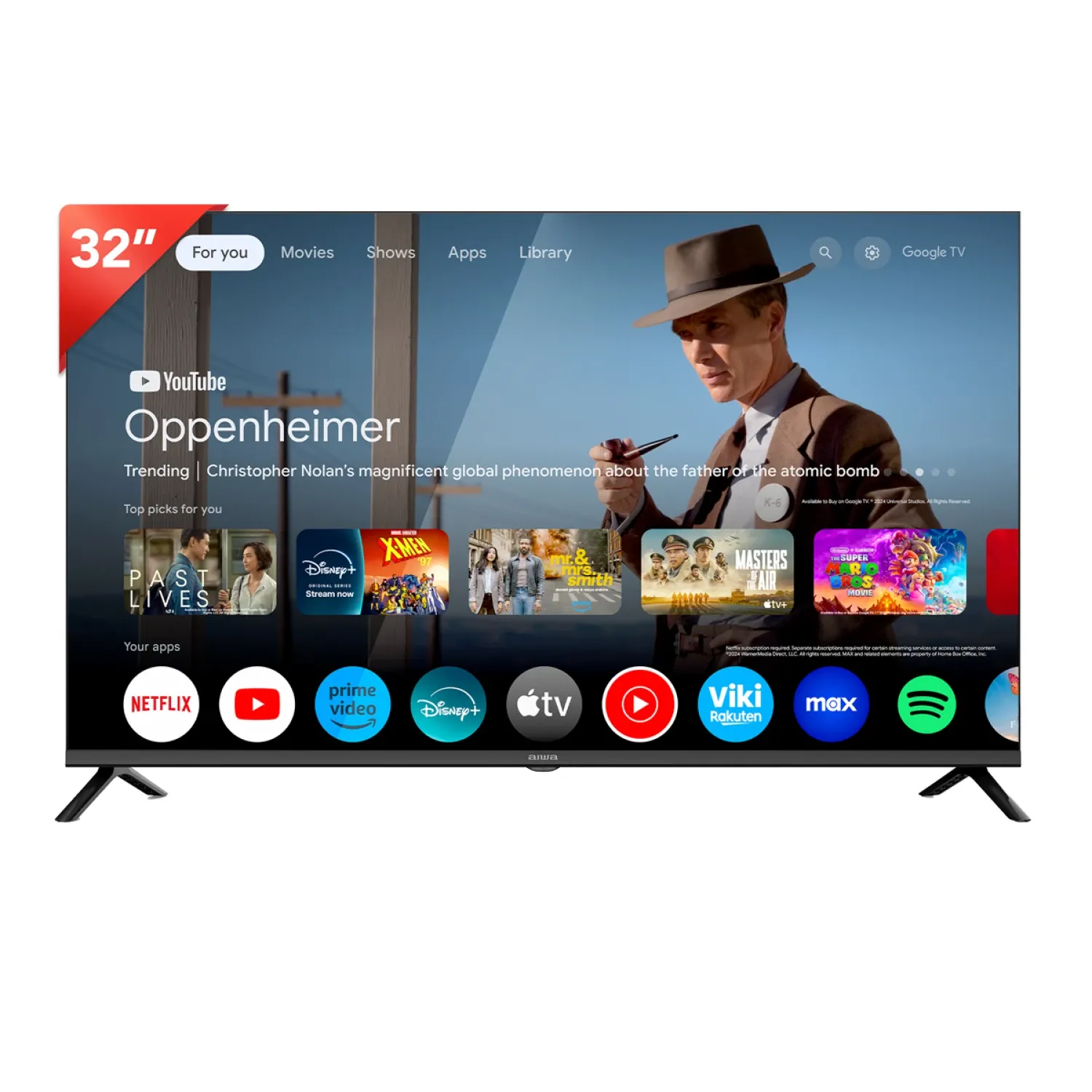 Aiwa Smart TV LED 32"  HD Google TV Wi-Fi Bluetooth com Conversor Digital