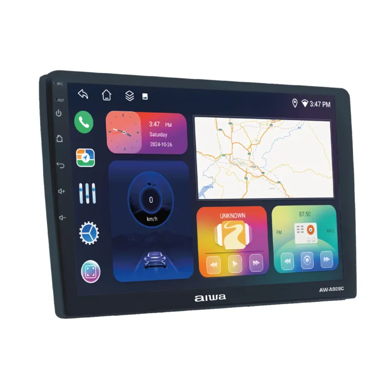 AIWA Radio Multimedia para carro  QLED 9" 2 Din Android 11 com Carplay, Android Auto y 4G | AW-A928C
