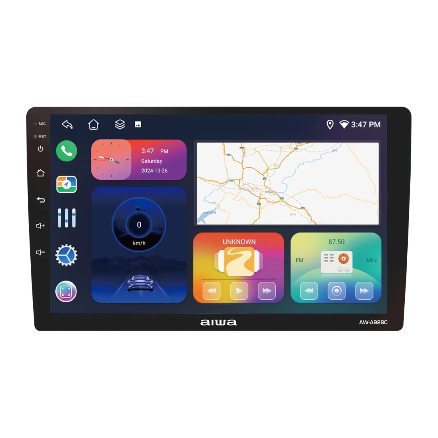 AIWA Radio Multimedia para carro  QLED 9" 2 Din Android 11 com Carplay, Android Auto y 4G | AW-A928C