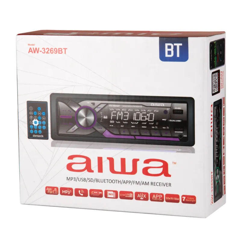 AIWA Radio para carro  USB, Bluetooth, SD | AW-3269BT