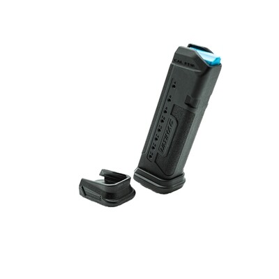 Magazine for Glock 17 handgun. 18 Rounds Capacity, Two Base Plates