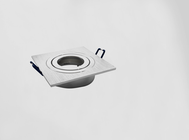 Aro GU10 Quadrado, Orientável, Aço Escovado