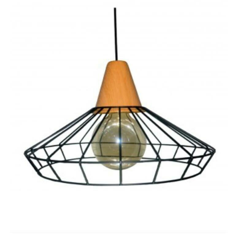Candeeiro Suspenso, em Aluminío Armado, Preto