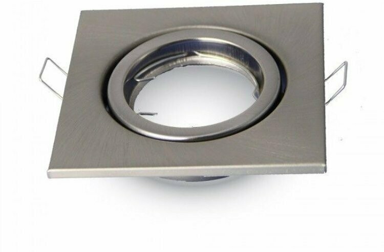 Aro GU10 Quadrado, Orientável,  Aço Escovado