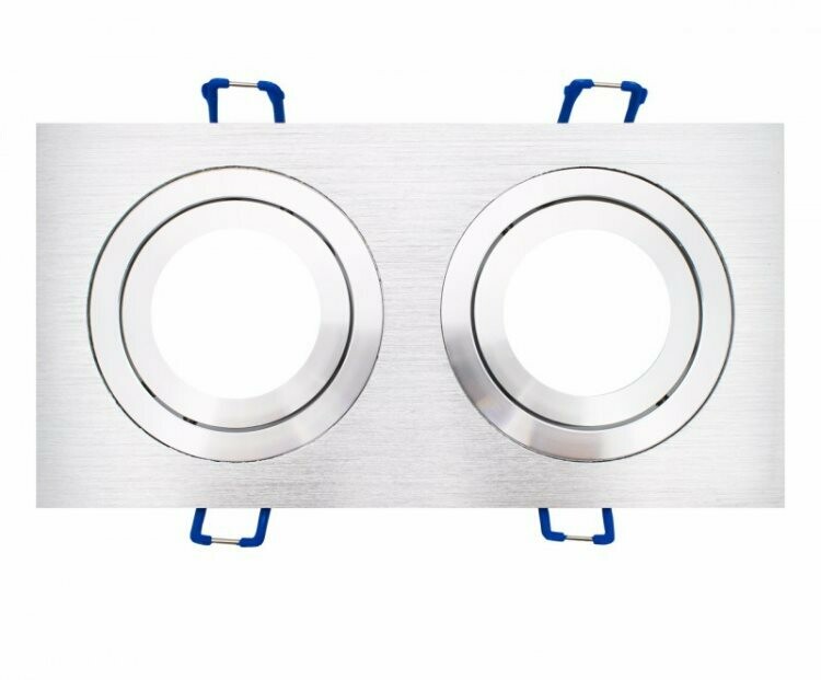 Aro Duplo GU10 Quadrado, Orientável, Aço Escovado