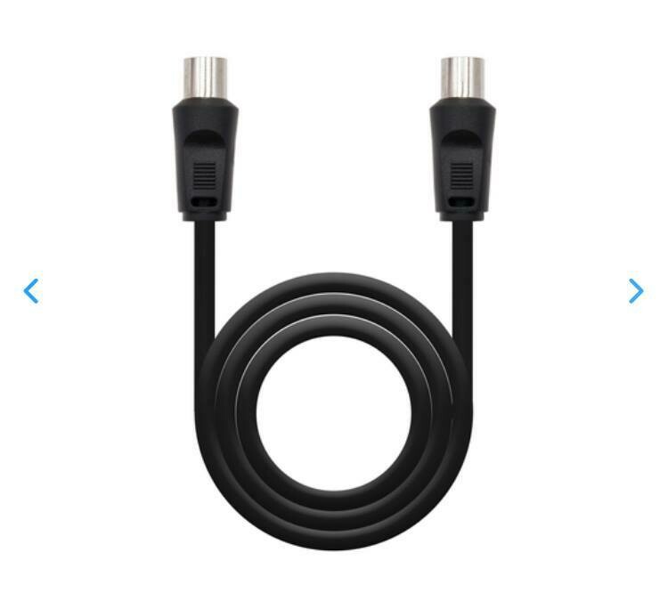 Cabo Coaxial TV Macho/TV Femea, 1,8mts, Preto