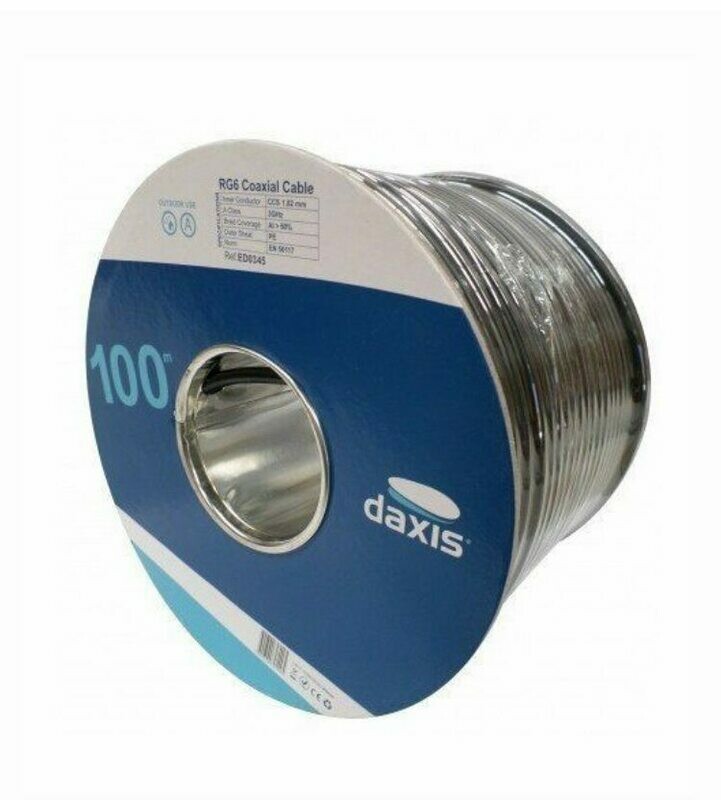 Cabo Coaxial RG6, Interior/Exterior, 100mts, Preto
