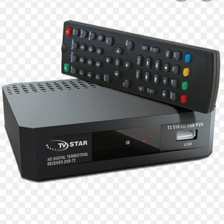 Receptor Mini-TDT, HD, DVB-T2, c/Display/Botões Frontais