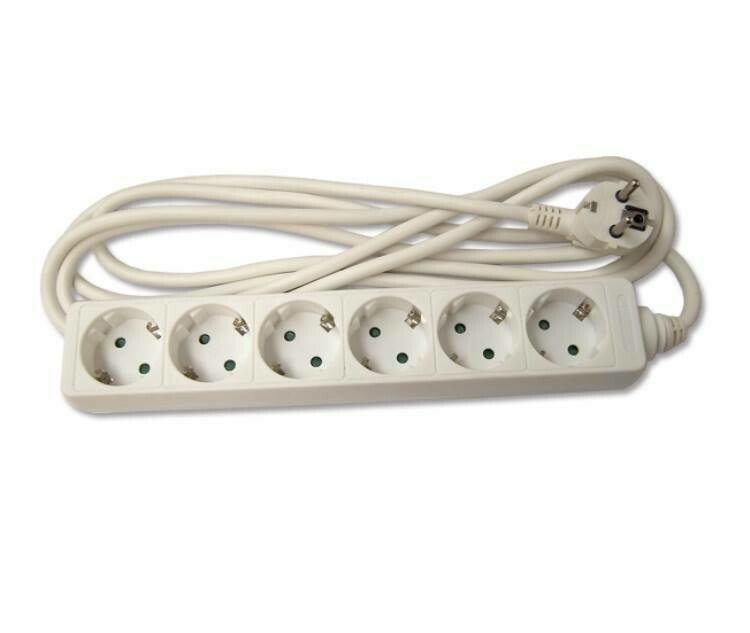 Extensão Sextupla, (3mts de Cabo), Branca