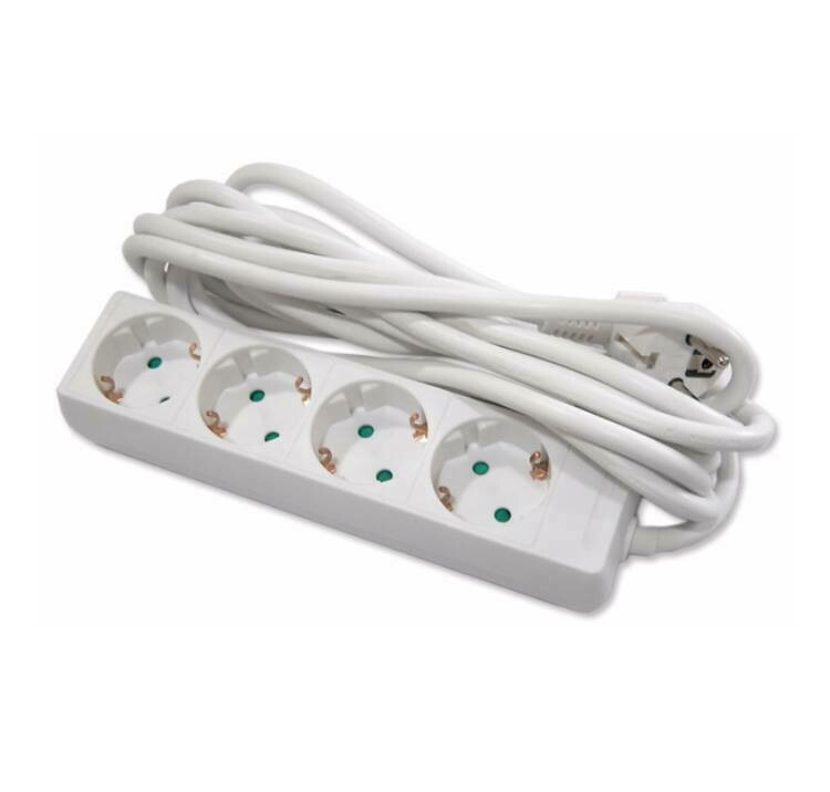 Extensão Quadrupla, (5mts de Cabo), Branca