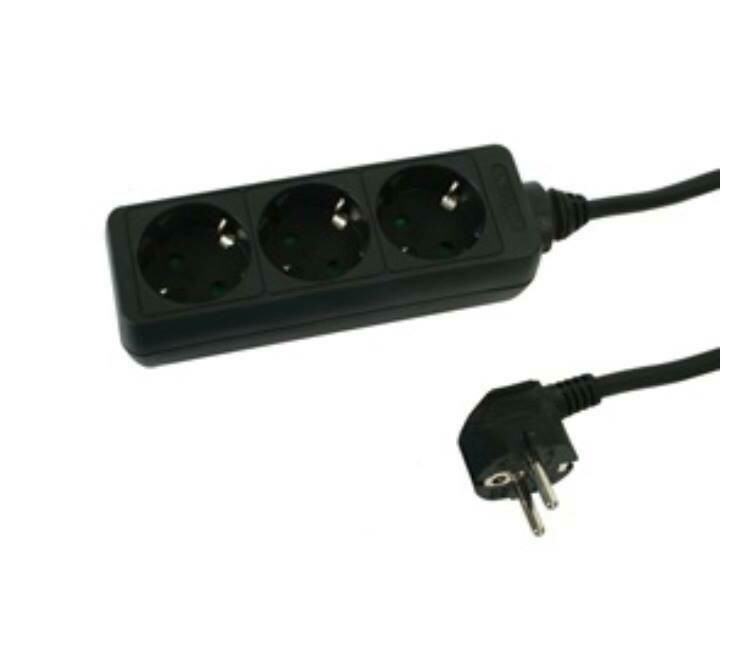 Extensão Tripla, (1,5mts de Cabo), Preta