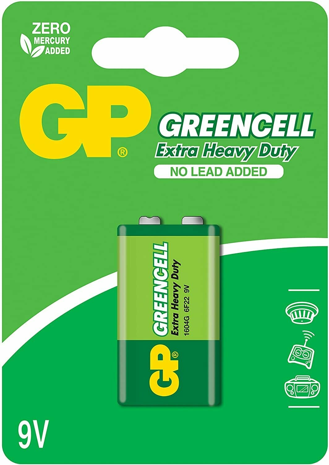 Bateria 9V 6F22/1604GLF - GP GreenCell Extra Heavy Duty [1 unid.]