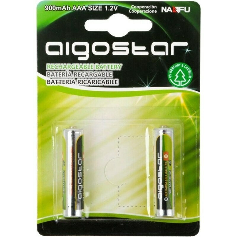 Pilhas Recarregáveis 900mAh 1.2V AAA - Aigostar [2 unid.]