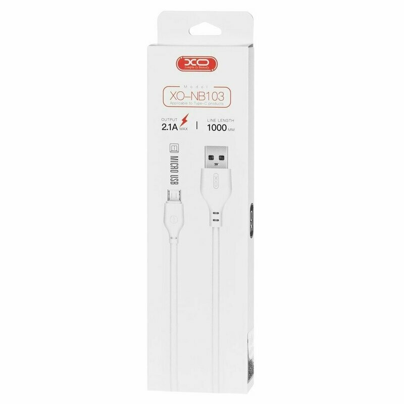 Cabo USB-A 2.0 Macho/ USB-C 2.1A - 1 metro - XO-NB103 - Branco