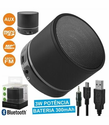 Coluna Bluetooth 3W USB/SDFM/BAT - Forever Music - BS-100 - Preta