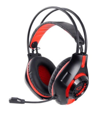 Auscultadores Gaming c/ microfone e controlador volume- Esperanza - HX420 - Preto e vermelho