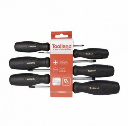 CONJUNTO DE 6 CHAVES FENDAS E PHILIPS - HSET20 - TOOLLAND