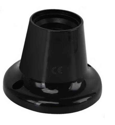SUPORTE DE LAMPADA E27 C/ BASE PC DIREITO (PRETO)