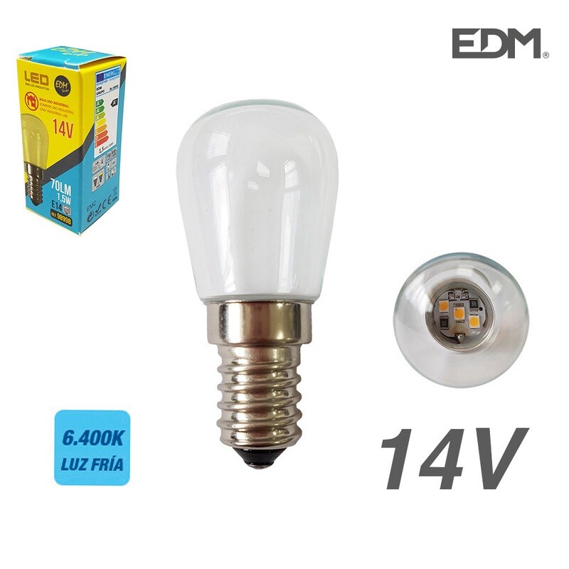 Lâmpada LED, 14V, 1,5W, E14, 6400K - EDM