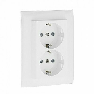 Tomada Dupla 2P+T Schuko c/ Terra Lateral, 16A, 250A- EUROBRIC