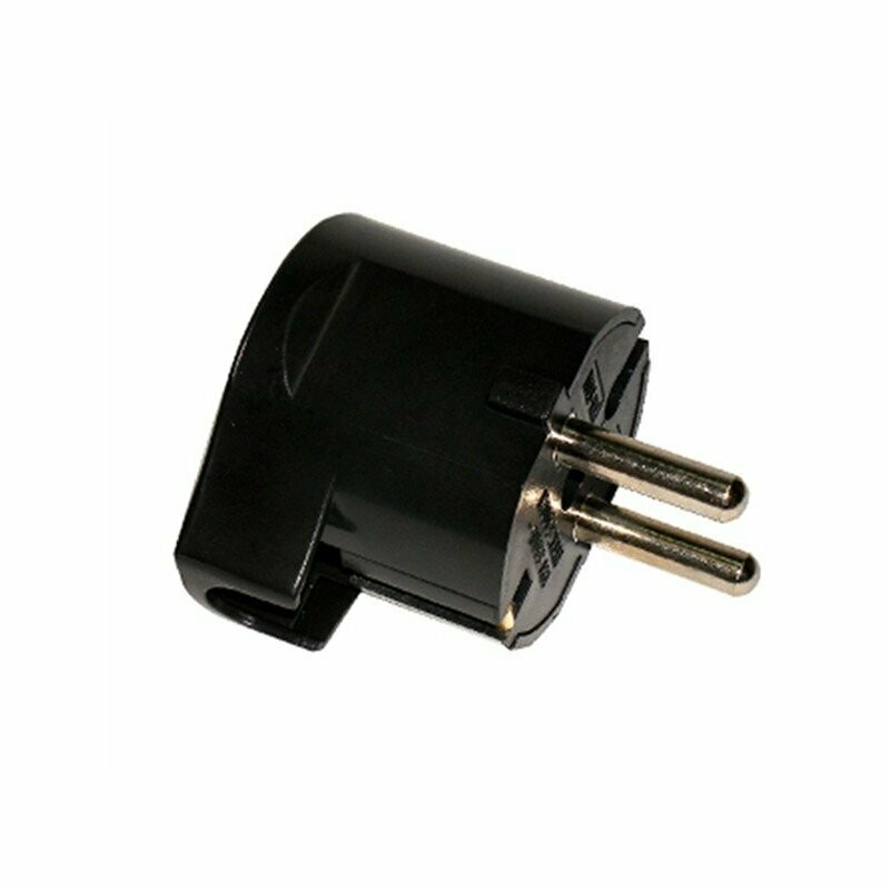 Ficha Macho c/ Terra, Saída Lateral, Preta - CYLLUX