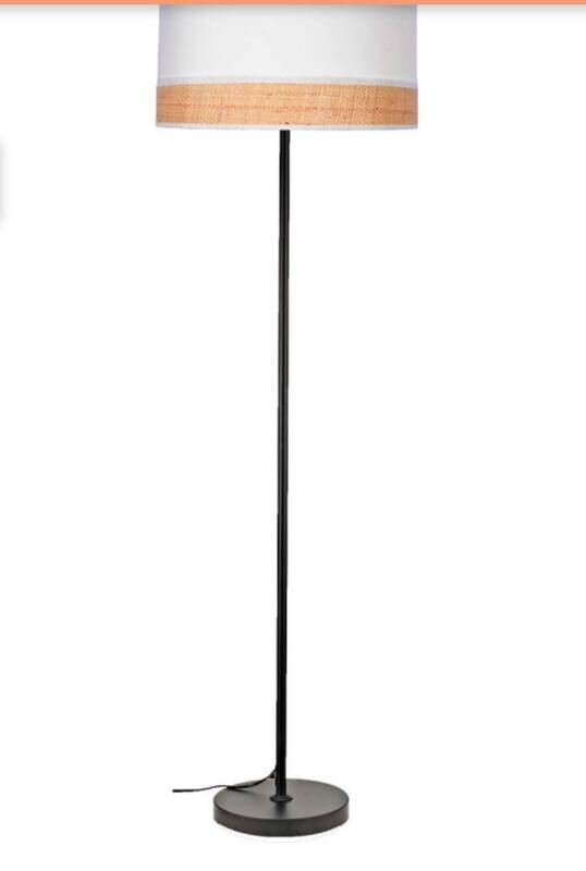 CANDEEIRO DE PÉ CAMBOYA, CRUDE E RÁFIA