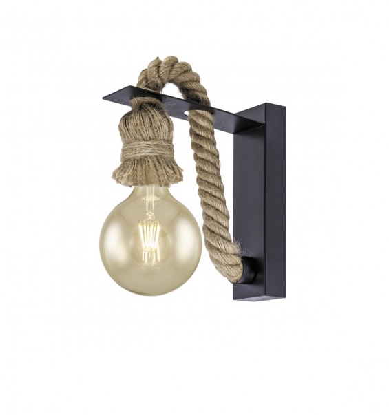 APLIQUE DE PAREDE ROPE/BLACK WALL LAMP 1 LIGHT X 60W E-27