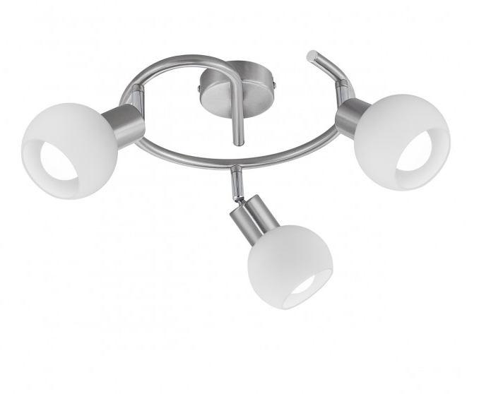 CANDEEIRO DE TETO OPAL NICKEL SATIN ROUND 3 LIGHTS X 40W E-14