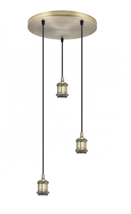CANDEEIRO SUSPENSO  REDONDO 3L ELKAN CUERO 3 X 60W E-27