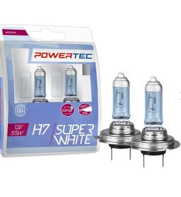 PACK 2X Lâmpadas Halogénio H7, 55W, 12V, (Super White)