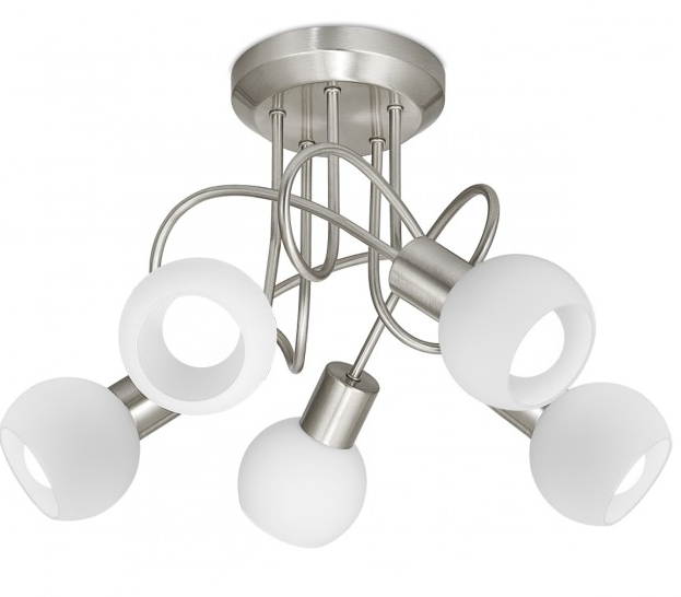 CANDEEIRO DE TETO NÍQUEL OPAL 5L. 5X40W E-14 CANDEEIRO DE TETO NÍQUEL OPAL 5L. 5X40W E-14