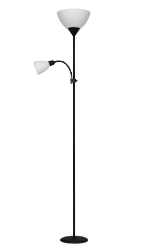 CANDEEIRO DE PÉ KOPEN NEGRO, C/L, 1X60W, E27 + 1X40W E14