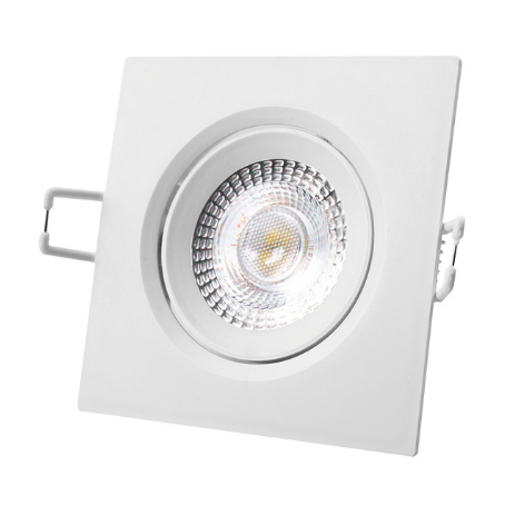 DOWNLIGHT LED QUADRADO DE ENCASTRAR 5W  ARO BRANCO 9x9cm