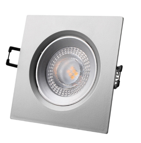 DOWNLIGHT LED QUADRADO DE ENCASTRAR 5W ARO CROMADO 9x9cm