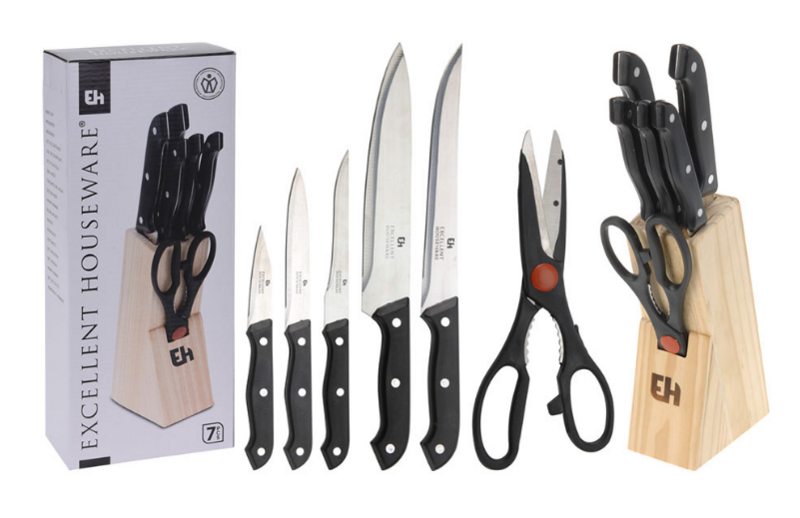 SUPORTE COM 5 FACAS + 1 TESOURA DE COZINHA