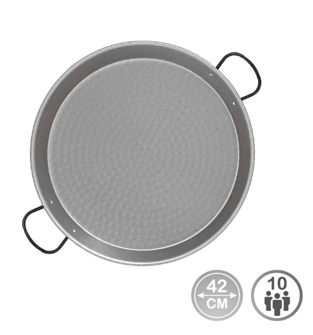 FRIGIDEIRA PAELHA TRADICIONAL DE AÇO POLIDO Ø42cm (PARA 10 PESSOAS). VAELLO